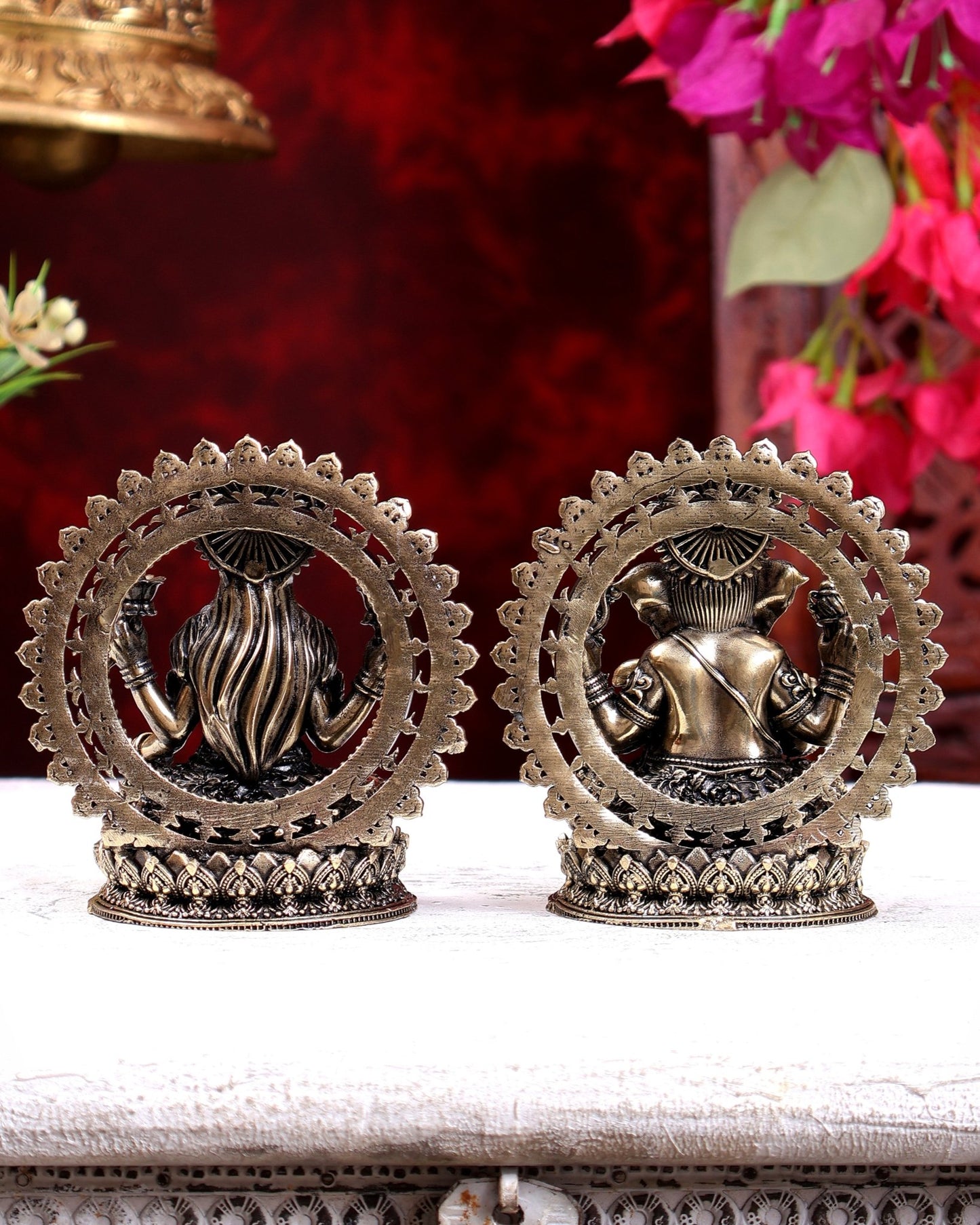 Brass Superfine Lakshmi Ganesha Idol Pair for Home & Pooja 4 inch - Budhshiv.com