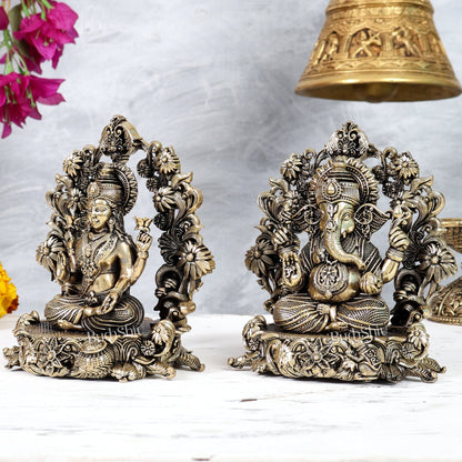 Brass Superfine Lakshmi Ganesha Idol Pair – Intricately Handcrafted Divine Set (5 Inches) - Budhshiv.com