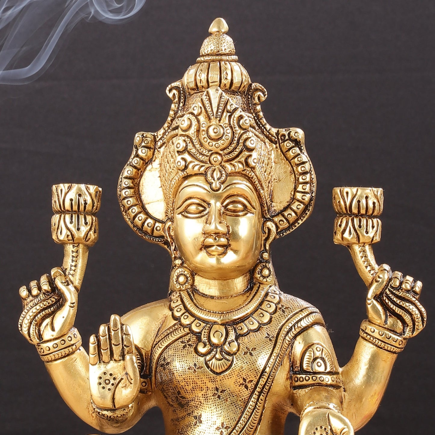 Brass Superfine Lakshmi Idol - 11.5 Inch Statue - Budhshiv.com
