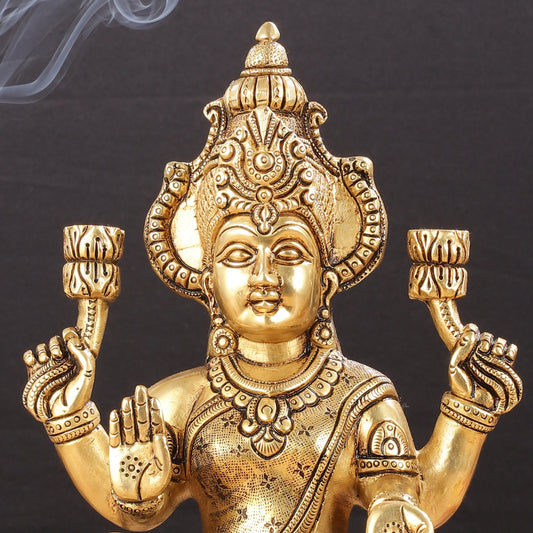 Brass Superfine Lakshmi Idol - 11.5 Inch Statue - Budhshiv.com