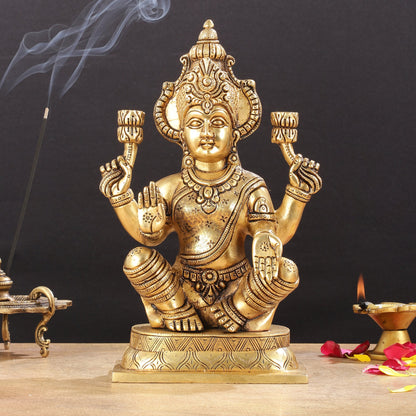 Brass Superfine Lakshmi Idol - 11.5 Inch Statue - Budhshiv.com