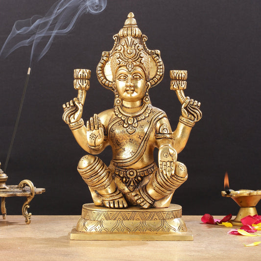 Brass Superfine Lakshmi Idol - 11.5 Inch Statue - Budhshiv.com