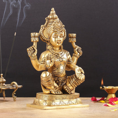 Brass Superfine Lakshmi Idol - 11.5 Inch Statue - Budhshiv.com