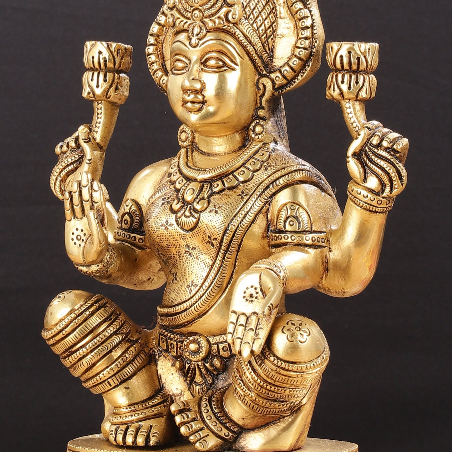 Brass Superfine Lakshmi Idol - 11.5 Inch Statue - Budhshiv.com