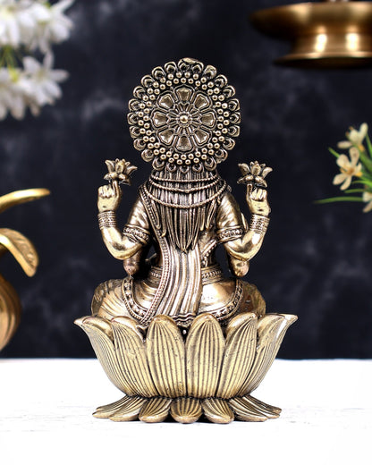 Brass Superfine Lakshmi Idol - 6 Inch lotus base - Budhshiv.com