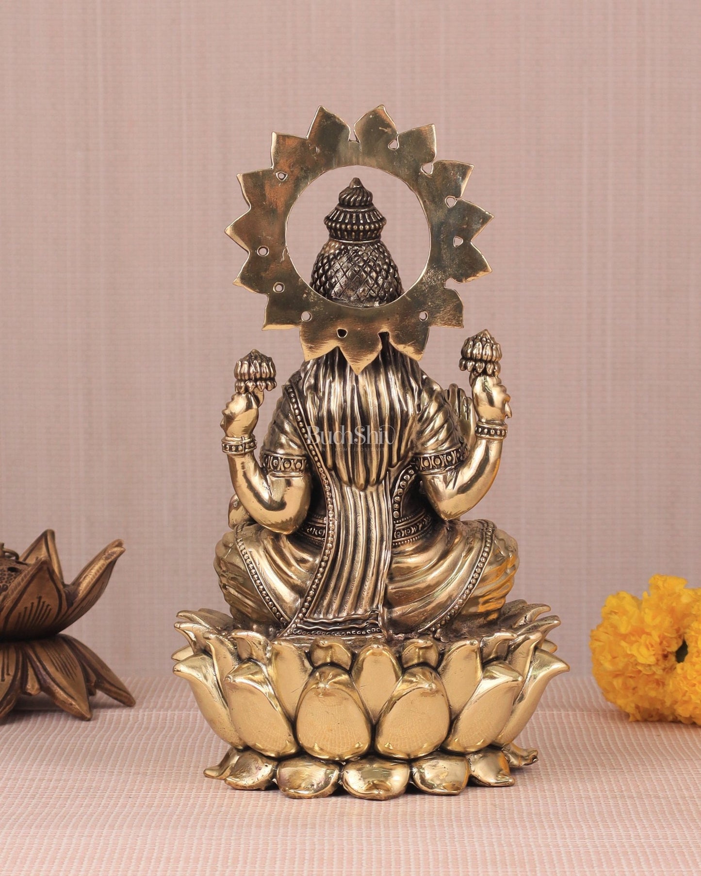 Brass Superfine lakshmi Idol - 8" - Budhshiv.com