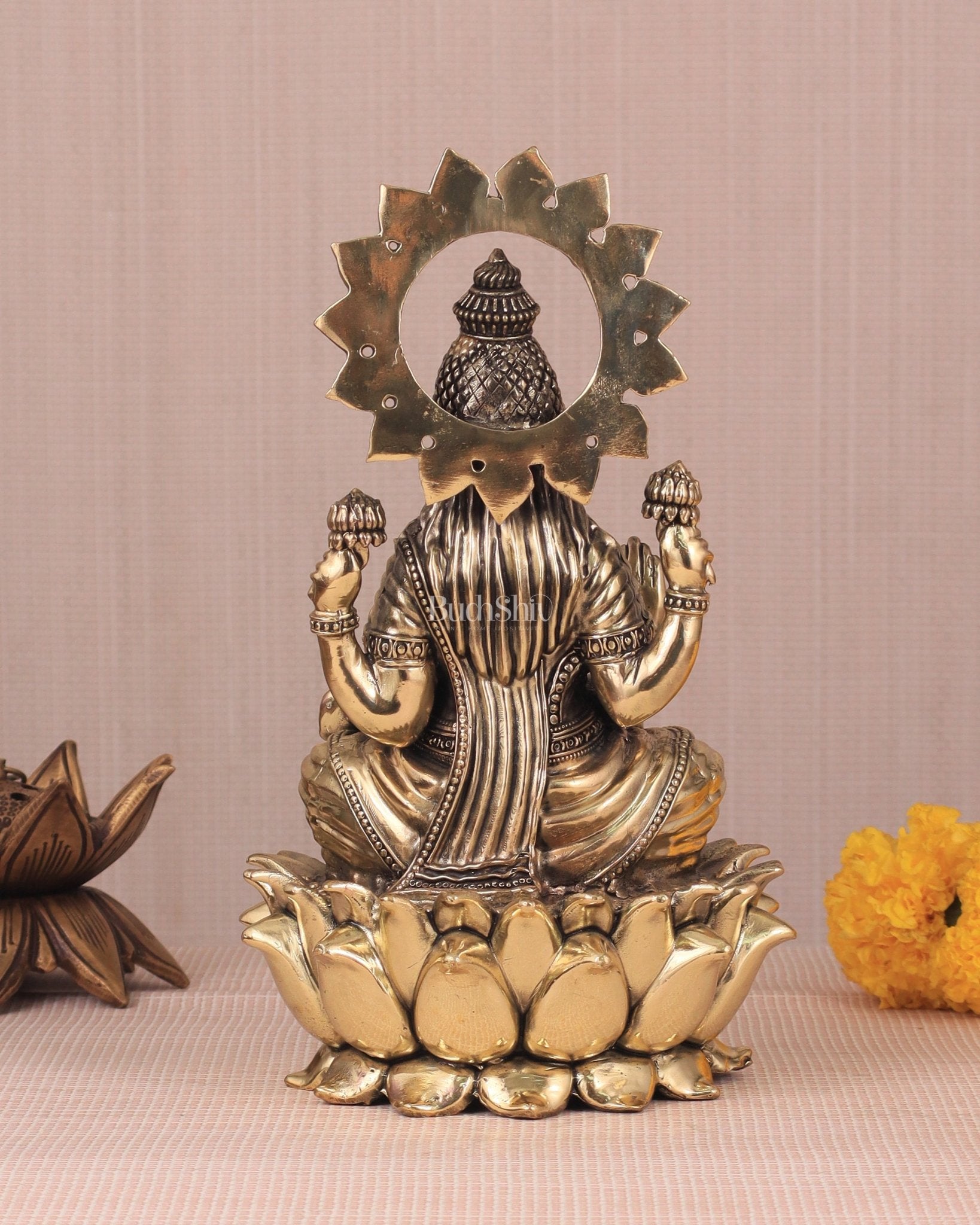Brass Superfine lakshmi Idol - 8" - Budhshiv.com
