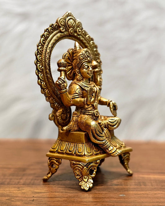 Brass SuperFine Lakshmi idol 9.5" - Budhshiv.com