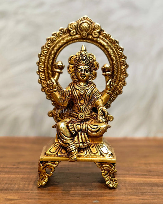 Brass SuperFine Lakshmi idol 9.5" - Budhshiv.com