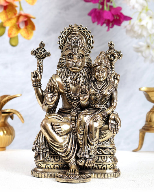 Brass Superfine Lakshmi Narasimha Swamy Idol – Divine Protection Sculpture (8 Inches) - Budhshiv.com