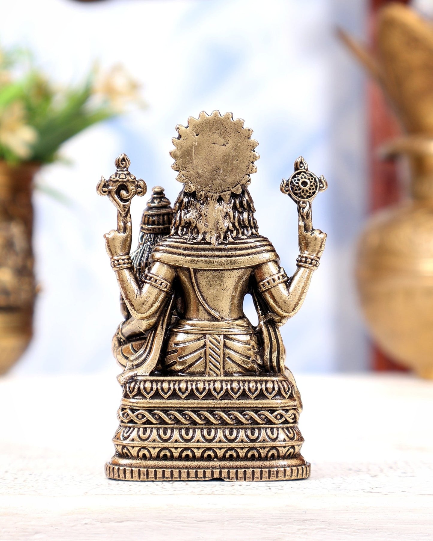 Brass Superfine Lakshmi Narasimha Swamy Idol | Highly Detailed Miniature 3 inch - Budhshiv.com