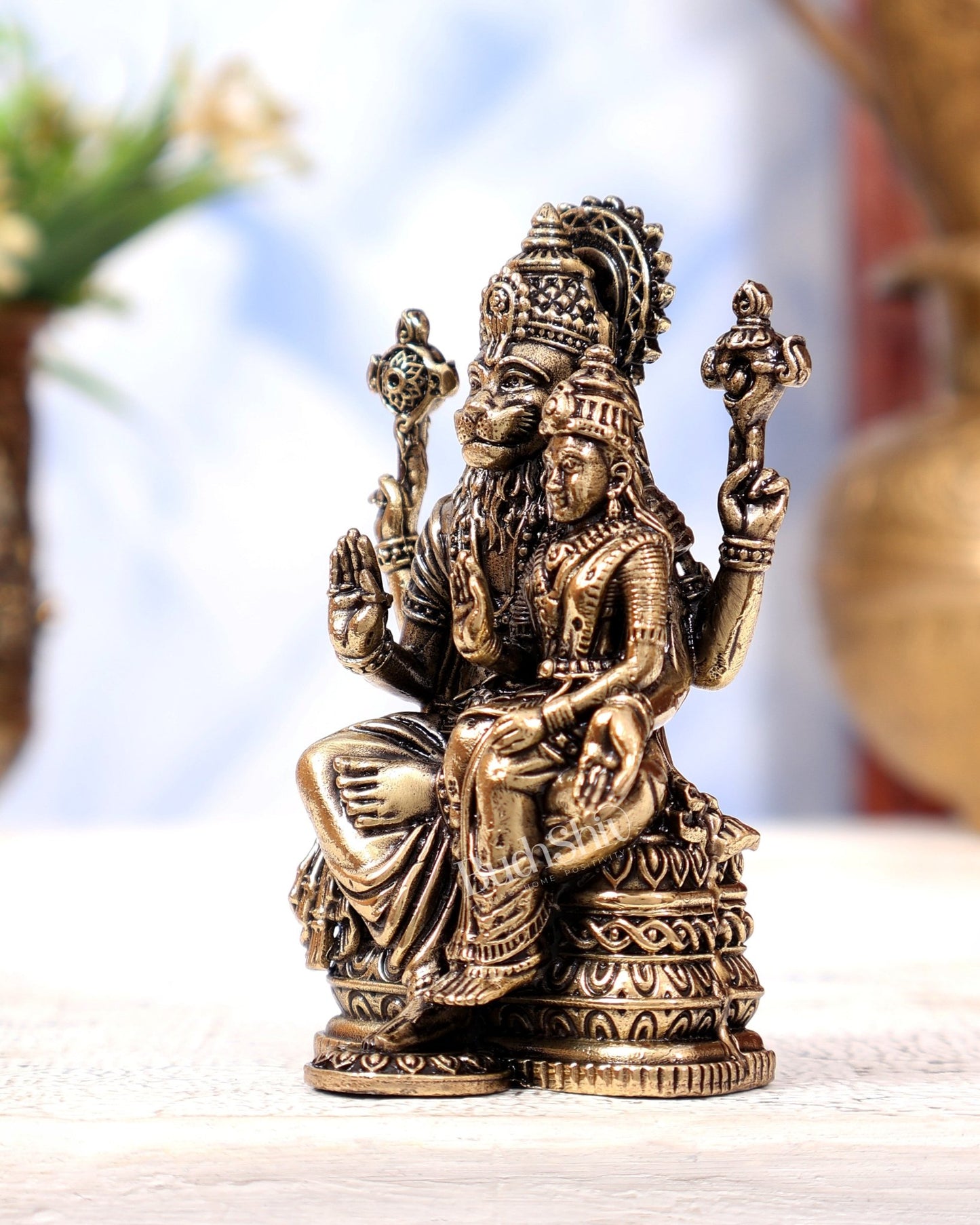 Brass Superfine Lakshmi Narasimha Swamy Idol | Highly Detailed Miniature 3 inch - Budhshiv.com
