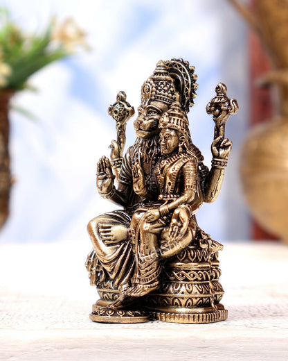 Brass Superfine Lakshmi Narasimha Swamy Idol | Highly Detailed Miniature 3 inch - Budhshiv.com