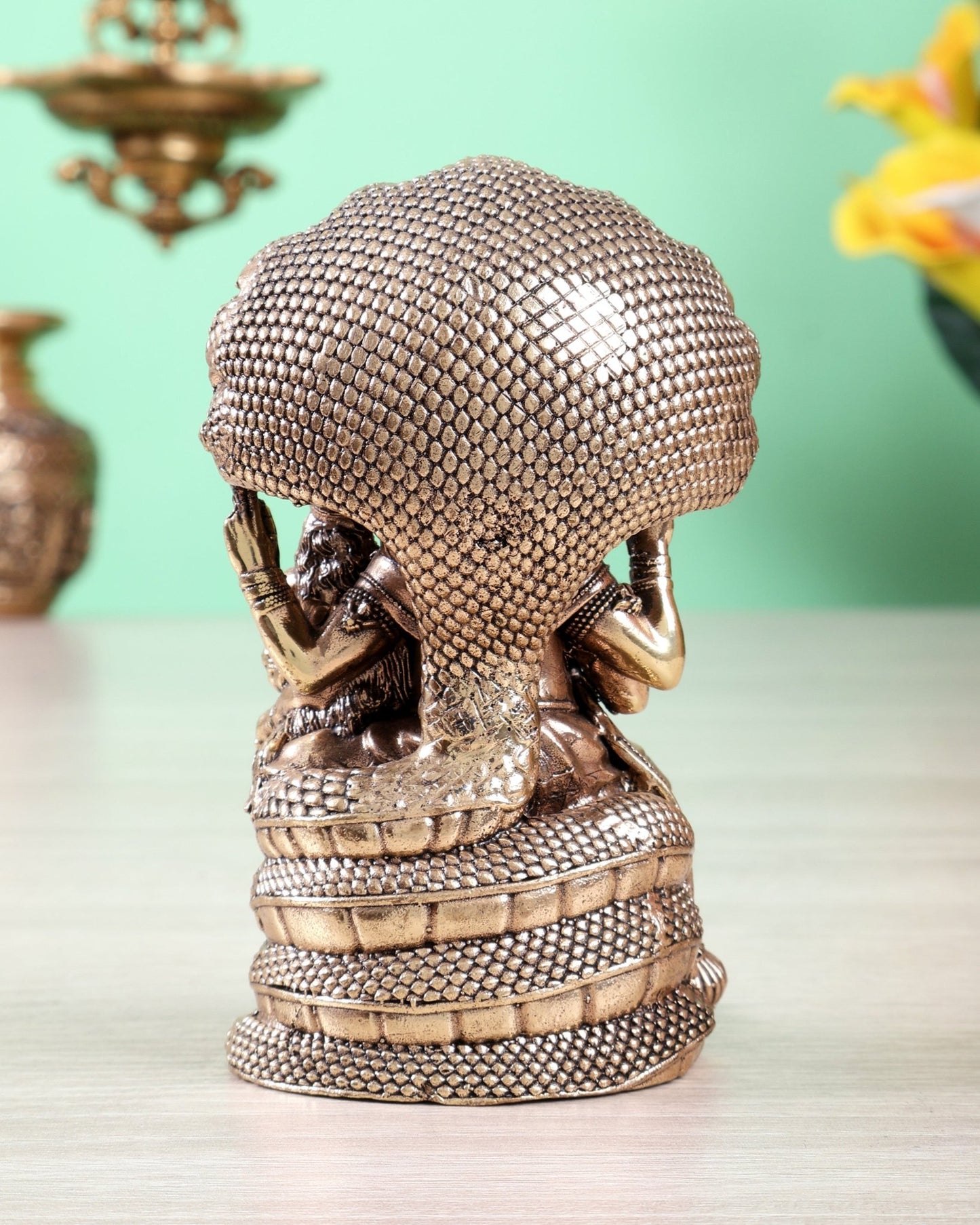 Brass Superfine Lakshmi Narasimha Swamy with Sheshanaag Idol (4 Inch, 280 gm) - Budhshiv.com