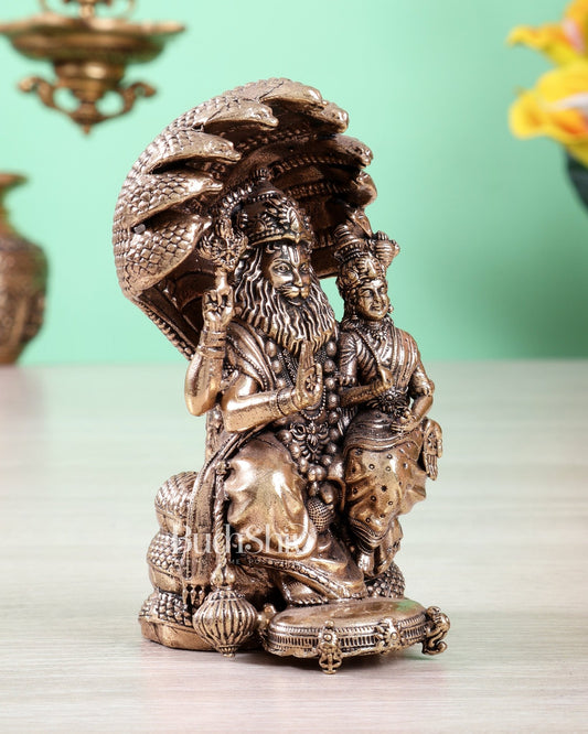 Brass Superfine Lakshmi Narasimha Swamy with Sheshanaag Idol (4 Inch, 280 gm) - Budhshiv.com