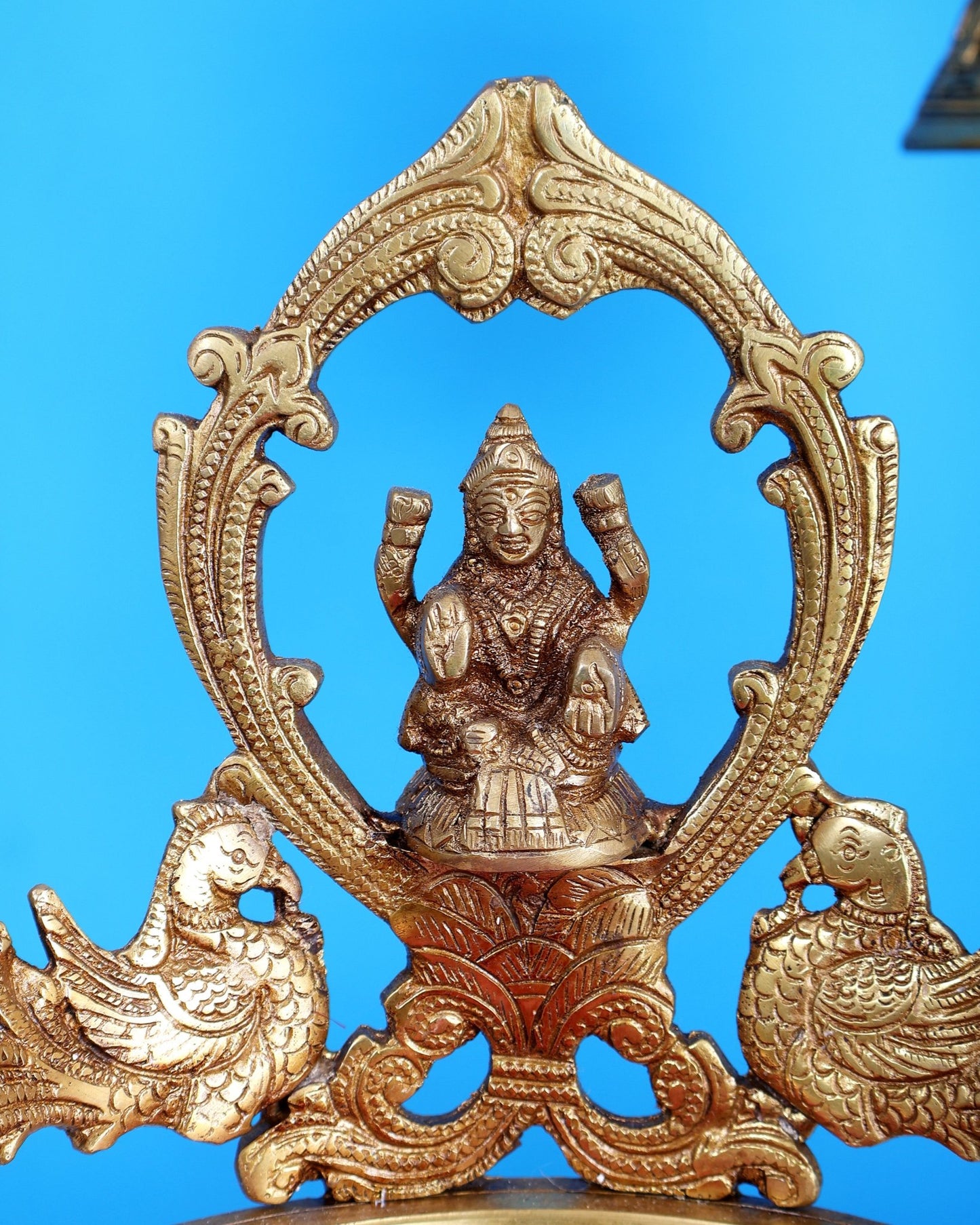 Brass Superfine Lakshmi Urli with Dual Peacocks – Decorative Festive Bowl 11 inch - Budhshiv.com