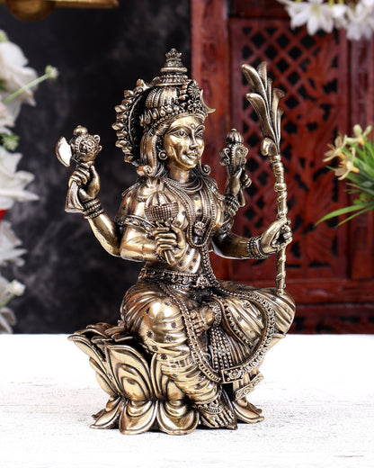 Brass Superfine Lalita Devi Tripura Sundari Rajarajeshwari Mata Idol – Handcrafted Divine Goddess Statue 8 inch - Budhshiv.com