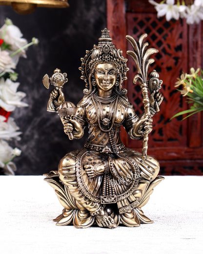 Brass Superfine Lalita Devi Tripura Sundari Rajarajeshwari Mata Idol – Handcrafted Divine Goddess Statue 8 inch - Budhshiv.com