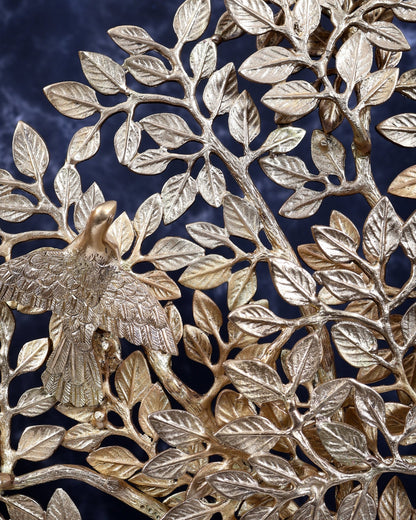 Brass Superfine Large Kalpavriksha Tree Tabletop Artefact | Birds & Hanging Roots 28 inch - Budhshiv.com
