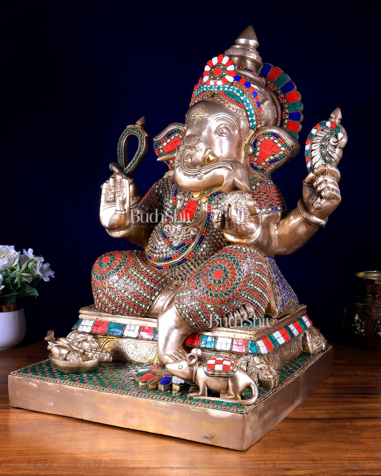 Brass Superfine Large Lord Ganesha Statue 25 inch - Budhshiv.com