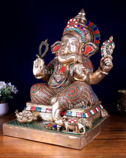 Brass Superfine Large Lord Ganesha Statue 25 inch - Budhshiv.com