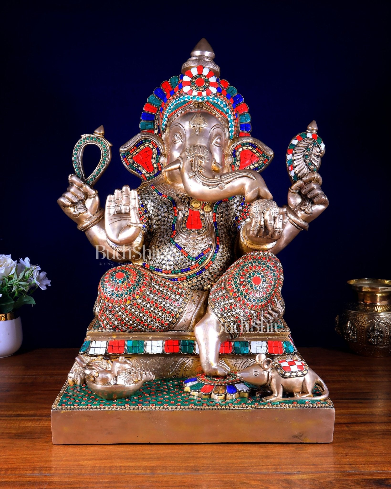 Brass Superfine Large Lord Ganesha Statue 25 inch - Budhshiv.com