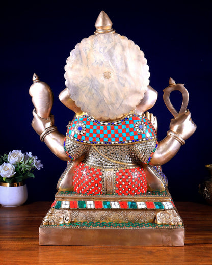 Brass Superfine Large Lord Ganesha Statue 25 inch - Budhshiv.com