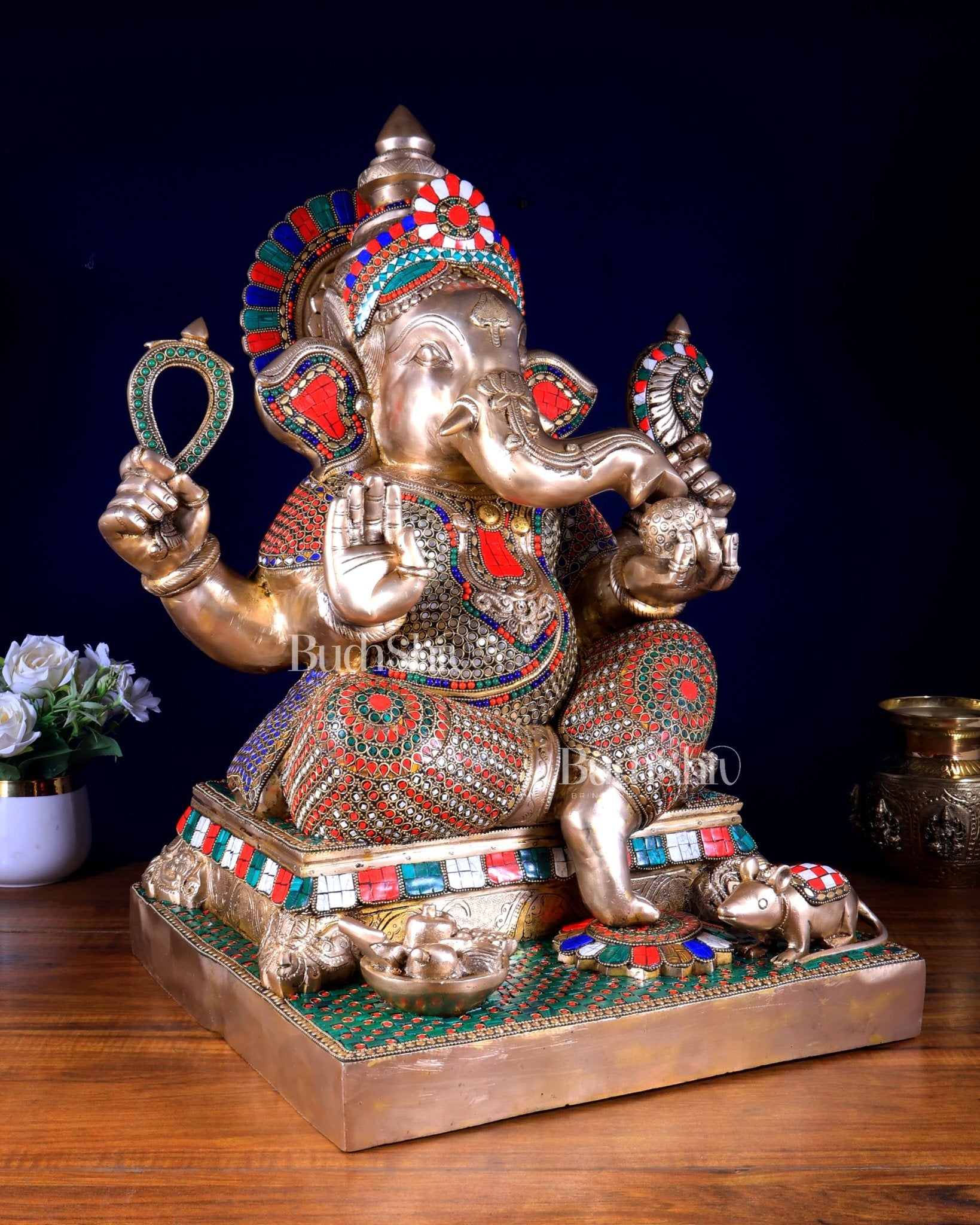 Brass Superfine Large Lord Ganesha Statue 25 inch - Budhshiv.com