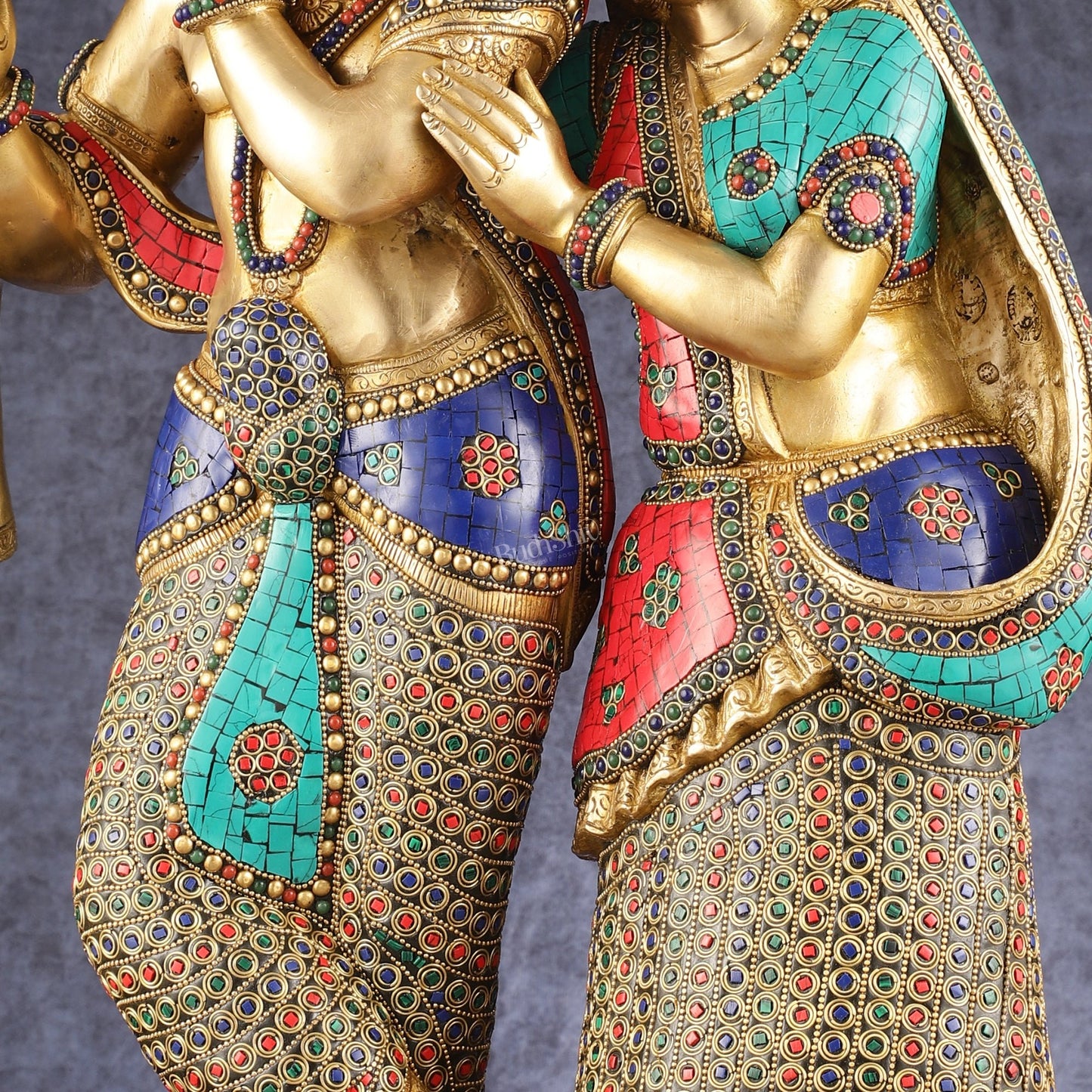 Brass Superfine Large Radha Krishna Standing Together Statue - 24" - Budhshiv.com