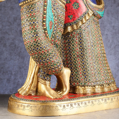 Brass Superfine Large Radha Krishna Standing Together Statue - 24" - Budhshiv.com
