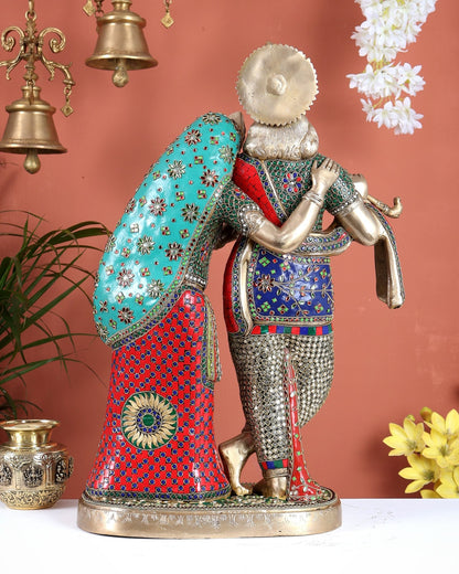 Brass Superfine Large Radha Krishna Standing Together Statue - 24" - Budhshiv.com