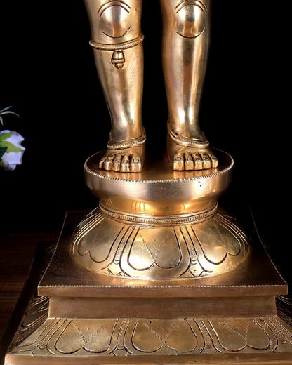 Brass Superfine Large Shiva Parvati Standing Kalyana Murti – Divine Wedding Form 32 inch - Budhshiv.com