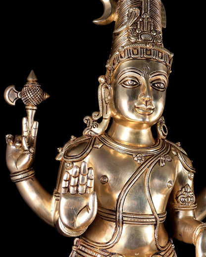 Brass Superfine Large Shiva Parvati Standing Kalyana Murti – Divine Wedding Form 32 inch - Budhshiv.com