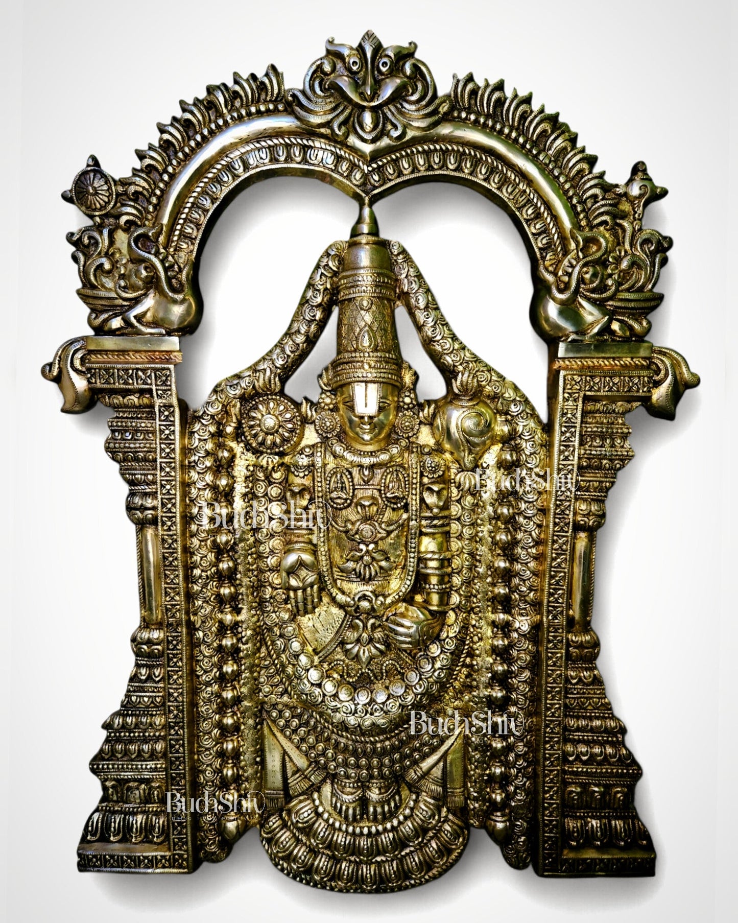 Brass Superfine Large Tirupati Balaji Wall Hanging Statue 48 inch - Budhshiv.com