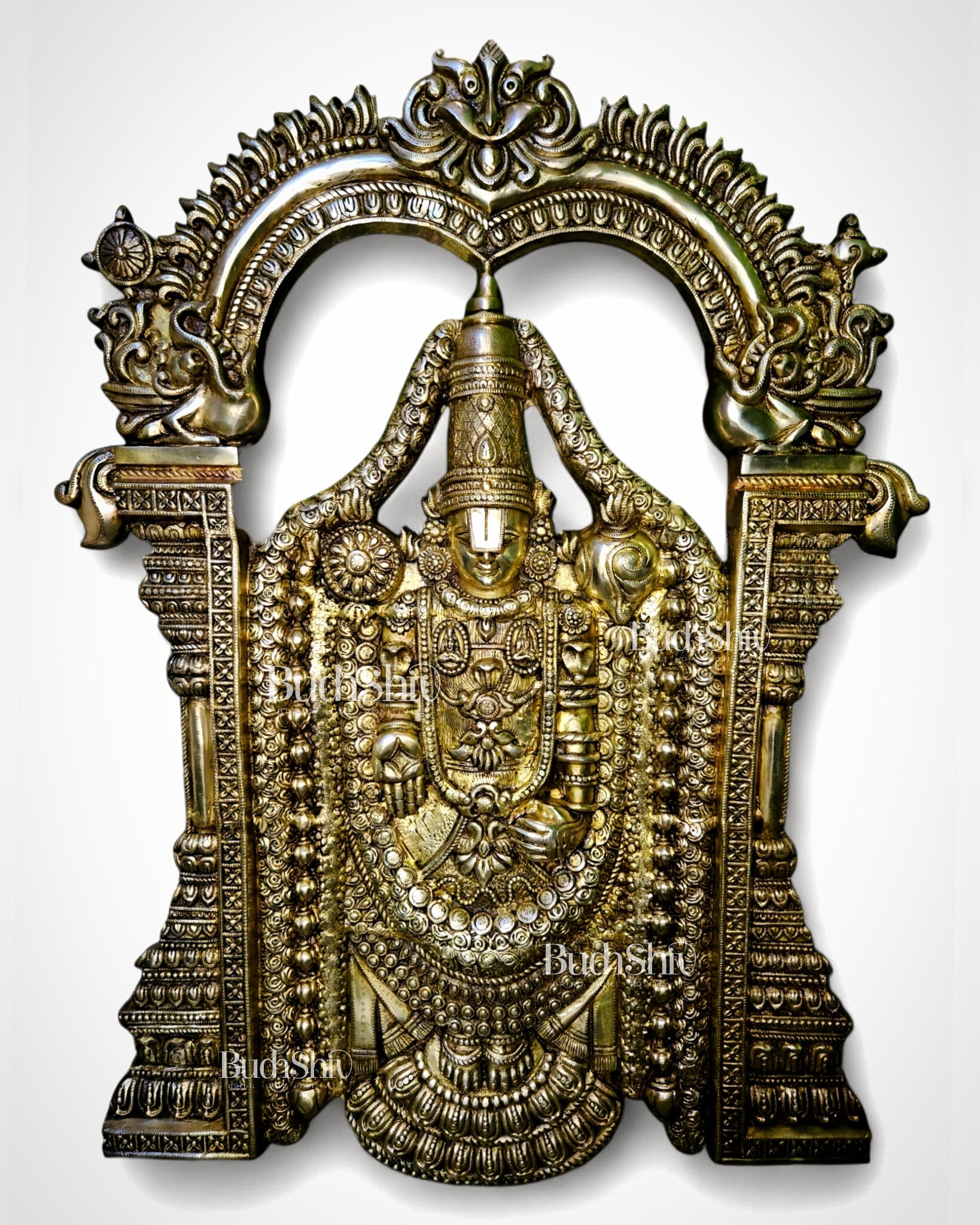 Brass Superfine Large Tirupati Balaji Wall Hanging Statue 48 inch - Budhshiv.com