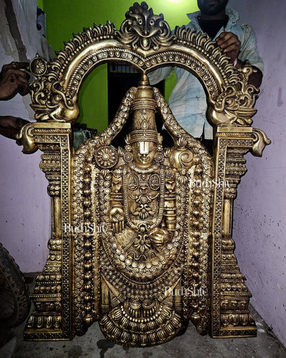 Brass Superfine Large Tirupati Balaji Wall Hanging Statue 48 inch - Budhshiv.com