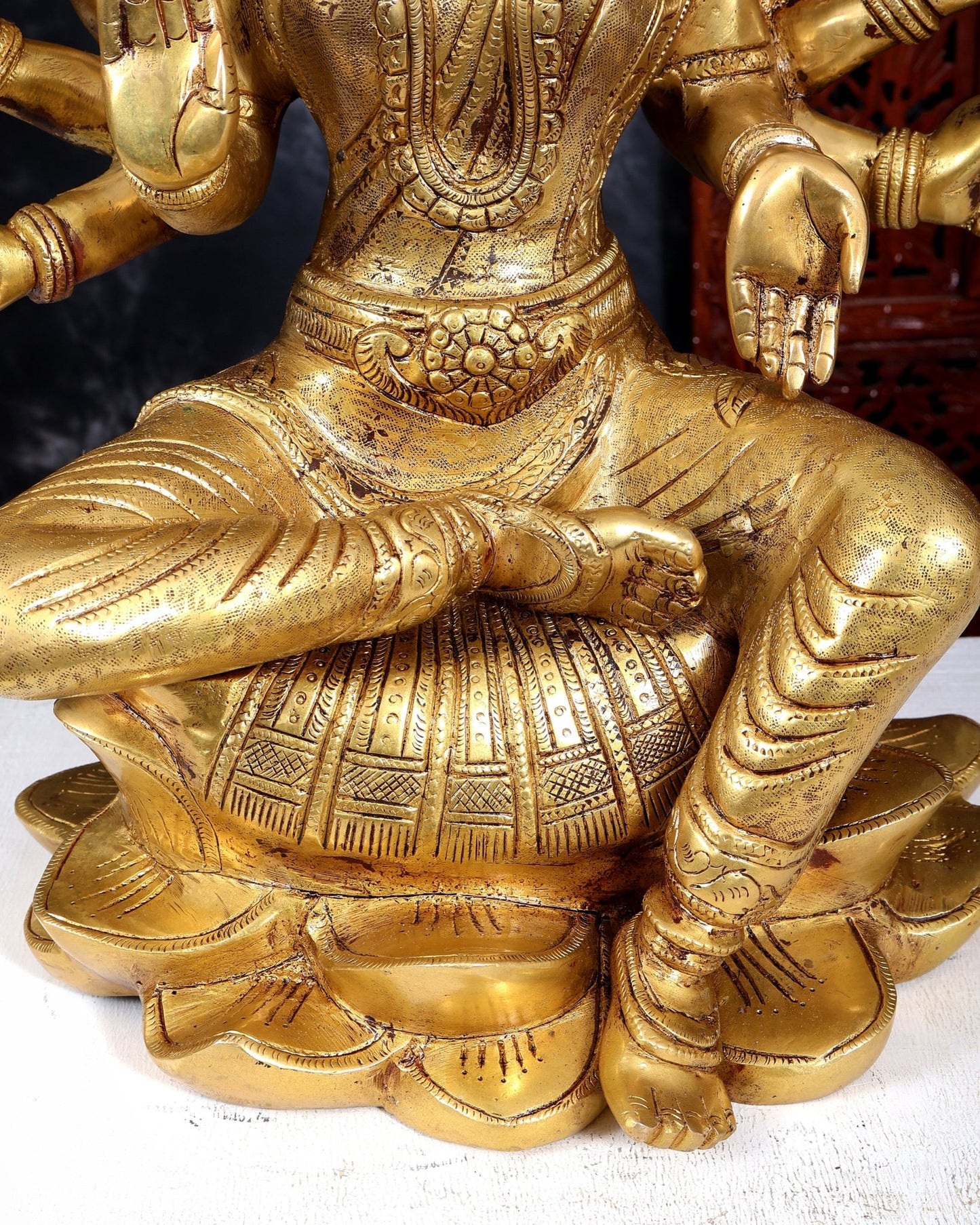 Brass Superfine Large Varahi Devi on Lotus Idol 18.5 inch - Budhshiv.com