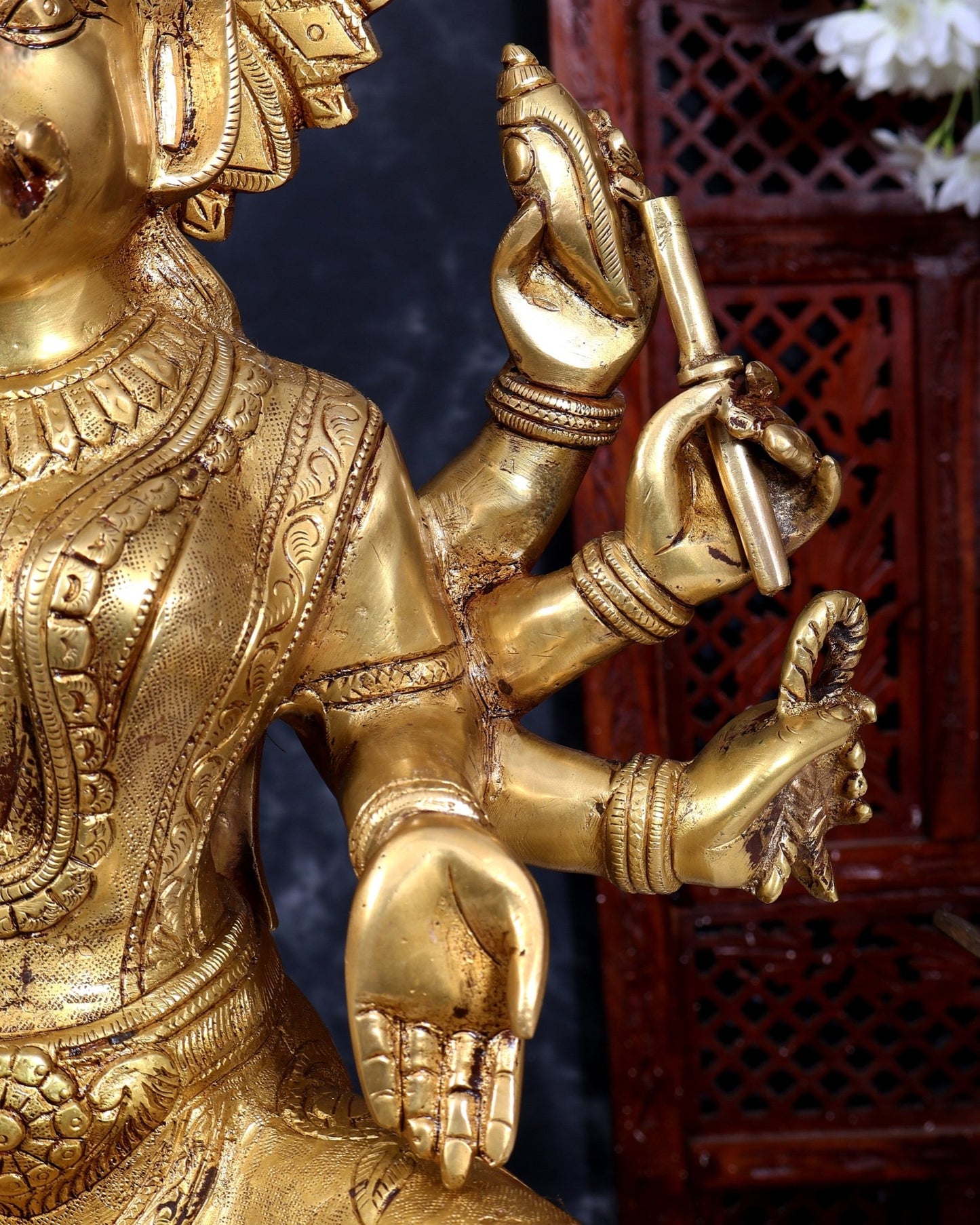 Brass Superfine Large Varahi Devi on Lotus Idol 18.5 inch - Budhshiv.com