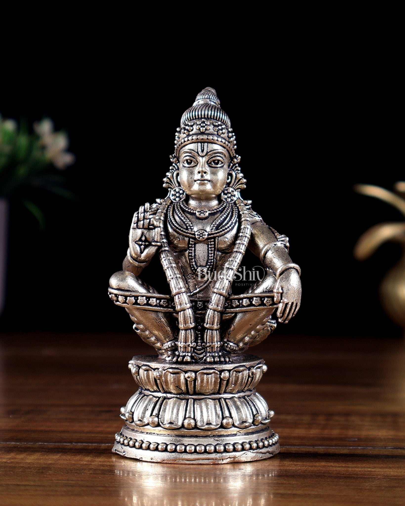 Brass Superfine Lord Ayyappa Idol 5 inch - Budhshiv.com