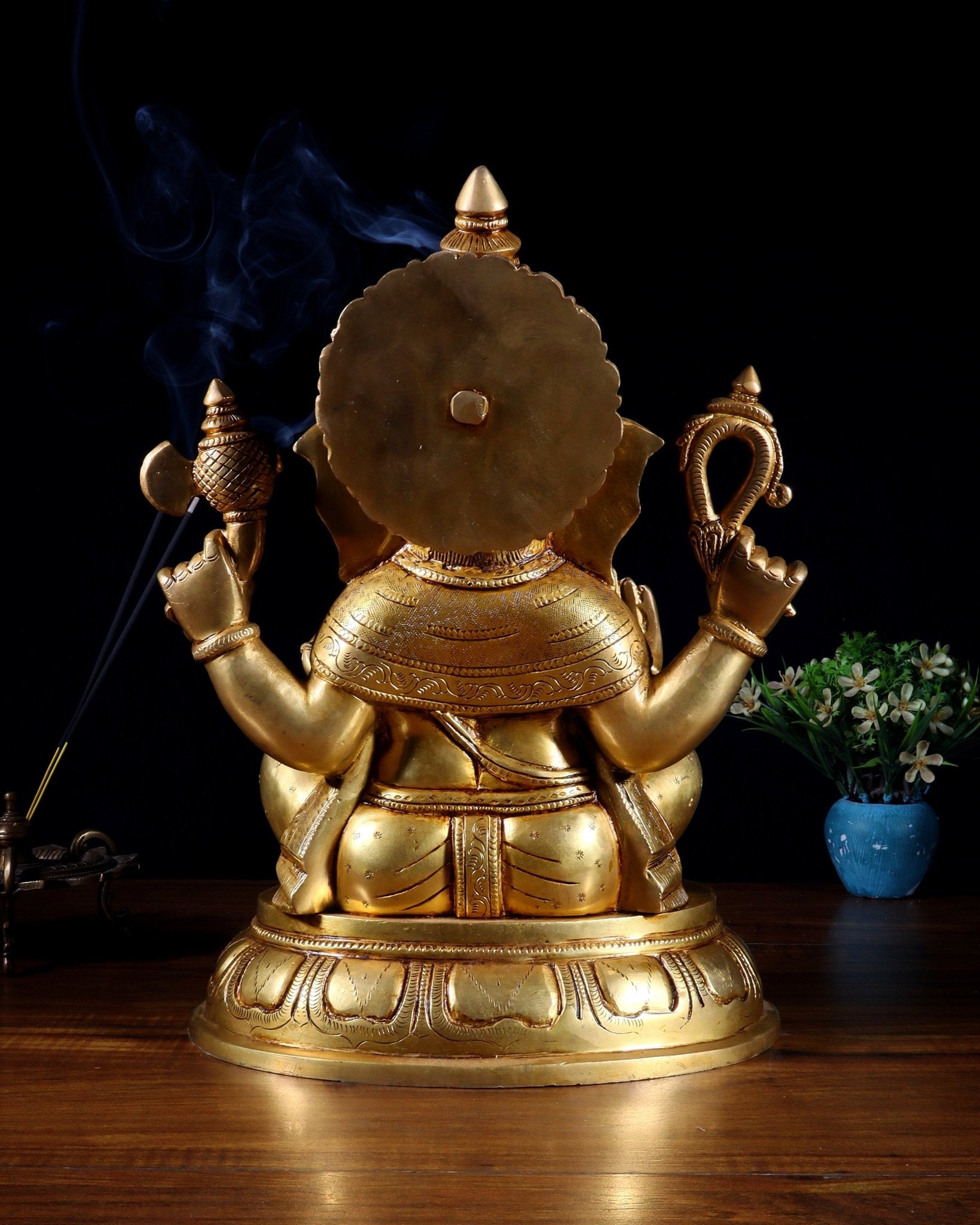 Brass Superfine Lord Ganesha Handcrafted Idol 14" - Budhshiv.com