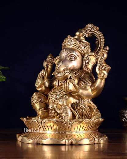 Brass Superfine Lord Ganesha Idol 10 inch - Budhshiv.com