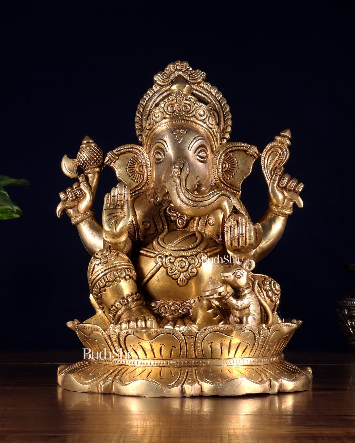Brass Superfine Lord Ganesha Idol 10 inch - Budhshiv.com