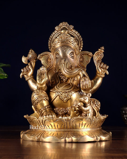 Brass Superfine Lord Ganesha Idol 10 inch - Budhshiv.com