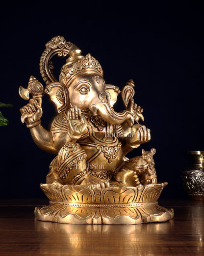 Brass Superfine Lord Ganesha Idol 10 inch - Budhshiv.com