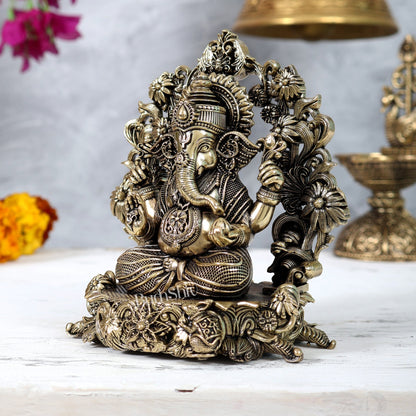 Brass Superfine Lord Ganesha Idol – Intricately Handcrafted Divine Sculpture (5 Inches) - Budhshiv.com