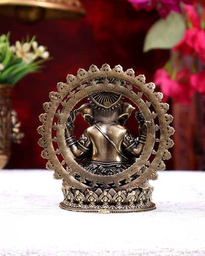 Brass Superfine Lord Ganesha on Throne Idol 4 inch - Budhshiv.com