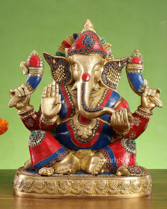 Brass Superfine Lord Ganesha Statue 15 inch - Budhshiv.com