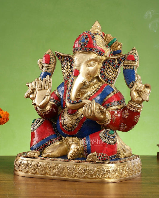 Brass Superfine Lord Ganesha Statue 15 inch - Budhshiv.com