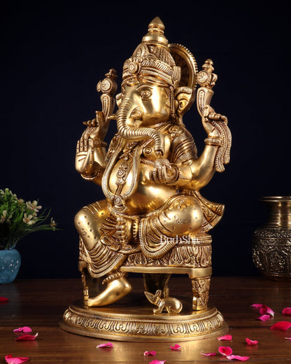 Brass Superfine Lord Ganesha Statue - 15.5" - Budhshiv.com