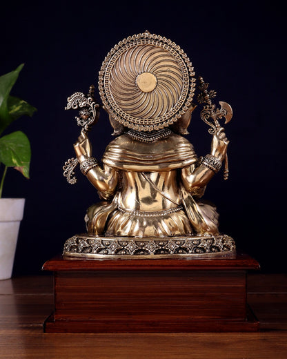 Brass Superfine Lord Ganesha Statue on Wooden Base – 8.5 Inch - Budhshiv.com